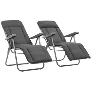 vidaXL, vidaXL Klappbare Gartenstühle mit Polstern 2 Stk. Grau, 