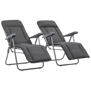 vidaXL, vidaXL Klappbare Gartenstühle mit Polstern 2 Stk. Grau, 