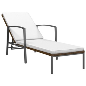 vidaXL, vidaXL Sonnenliege mit Auflage Poly Rattan Braun, vidaXL Sonnenliege mit Auflage Poly Rattan Braun