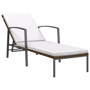 vidaXL, vidaXL Sonnenliege mit Auflage Poly Rattan Braun, vidaXL Sonnenliege mit Auflage Poly Rattan Braun
