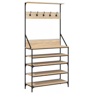 vidaXL, vidaXL Kleiderständer mit Schuhablage Sonoma-Eiche 90x34x184 cm, vidaXL Kleiderständer mit Schuhablage Sonoma-Eiche 90x34x184 cm