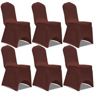 vidaXL, vidaXL Stretch Stuhlbezug 6 Stück Braun, vidaXL Stretch Stuhlbezug 6 Stück Braun
