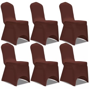 vidaXL, vidaXL Stretch Stuhlbezug 6 Stück Braun, vidaXL Stretch Stuhlbezug 6 Stück Braun