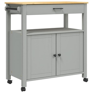 vidaXL, vidaXL Küchenwagen MONZA 84x40x90 cm Massivholz Kiefer, VidaXL - Küchenwagen kiefernholz, One Size, Grau