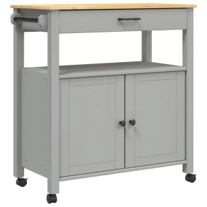 vidaXL, vidaXL Küchenwagen MONZA 84x40x90 cm Massivholz Kiefer, VidaXL - Küchenwagen kiefernholz, One Size, Grau