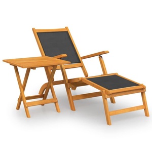 vidaXL, vidaXL Garten-Liegestuhl mit Tisch Massivholz Akazie und Textilene