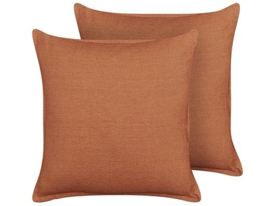Beliani, Kissen 2er Set aus Leinen Modern SAGINA Kissen 2er Set aus Leinen Modern SAGINA, Beliani - Dekokissen 2er Set aus Leinen Klassisch SAGINA, One Size, Orange Bunt