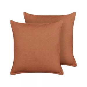 Beliani, Kissen 2er Set aus Leinen Modern SAGINA Kissen 2er Set aus Leinen Modern SAGINA, Beliani - Dekokissen 2er Set aus Leinen Klassisch SAGINA, One Size, Orange Bunt
