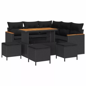 vidaXL, VidaXL - Garten-sofa poly-rattan, One Size, Schwarz