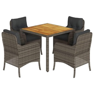 vidaXL, vidaXL 5-tlg. Garten-Essgruppe mit Kissen Grau Poly Rattan, vidaXL 5-tlg. Garten-Essgruppe mit Kissen Grau Poly Rattan