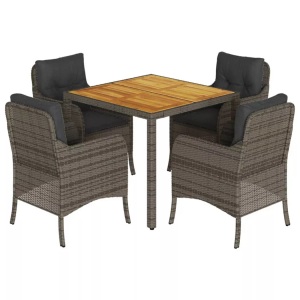 vidaXL, vidaXL 5-tlg. Garten-Essgruppe mit Kissen Grau Poly Rattan, vidaXL 5-tlg. Garten-Essgruppe mit Kissen Grau Poly Rattan