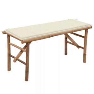 vidaXL, vidaXL Klappbare Gartenbank mit Auflage 118 cm Bambus, vidaXL Klappbare Gartenbank mit Auflage 118 cm Bambus