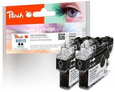 Peach, Peach Doppelpack Tintenpatronen schwarz kompatibel zu Brother LC-3213BK, Tinte Doppelpack schwarz PI500-255