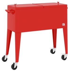 vidaXL, vidaXL Kühlwagen mit Rollen Rot 92x43x89 cm, vidaXL Kühlwagen mit Rollen Rot 92x43x89 cm
