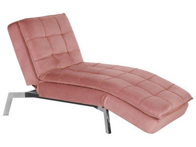 Beliani, Beliani Chaiselongue Samtstoff rosa verstellbar LOIRET, 