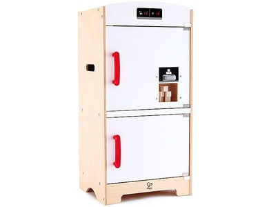 Hape, Hape Weißer Kühlschrank mit Gefrierfach 6-teilig aus Holz, Hape - E3153 Weißer Kühlschrank mit Gefrierfach, Spielzeug-Kühlschrank vielen Funktionen, aus Holz, ab 3 Jahren, weiß