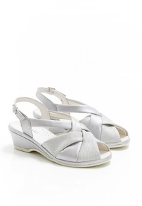 DAMART, Ledersandalen, Standardmodell. Damen Silber 37, 