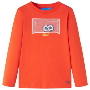 vidaXL, vidaXL Kinder-Langarmshirt mit Fußballtor Hellorange 116, vidaXL Kinder-Langarmshirt Hellorange 116