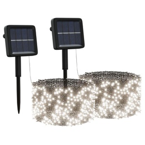 vidaXL, vidaXL Solar-Lichterketten 2 Stk. 2x200 LED Kaltweiß Indoor Outdoor, vidaXL Solar-Lichterkette 2 Stk. 2x200 LED Kaltweiß Innen Außen