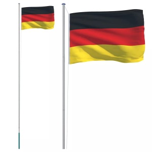 vidaXL, vidaXL Flagge Deutschlands mit Mast 6,23 m Aluminium, vidaXL Flagge Deutschlands mit Mast 6,23 m Aluminium