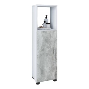 MID.YOU, MID.YOU Midischrank , Flandu , Holzwerkstoff , 1 Fächer , 31x93x30 cm , melaminharzbeschichtet,Nachbildung , 000657014213, VCM - Holz Midischrank | Badschrank mit offenem Fach und einer Drehtür Maße H. 93 x B. 31 T. 30 cm Flandu, 31cm, Beton-Optik / Weiss