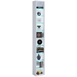 VCM, Holz Wandregal Hängeregal Regal Bücherregal Wandboard Deko Glas Rasato XL Holz Wandregal Hängeregal Regal Bücherregal Wandboard Deko Glas Rasato XL, VCM - Holzregal hängend | platzsparendes Regal Maße: H. 152 x B. 21 T. 14 cm Elegantes Aufbewahrungsregal Bücherregal Wandregal -, One Size, Weiss