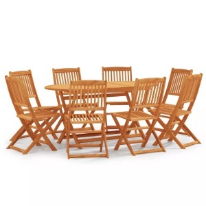 vidaXL, vidaXL 9-tlg. Garten-Essgruppe Klappbar Massivholz Eukalyptus