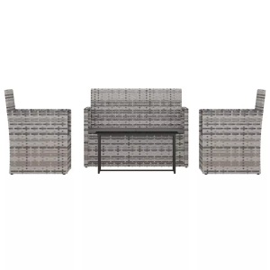 vidaXL, vidaXL 4-tlg. Garten-Lounge-Set mit Kissen Poly Rattan Grau