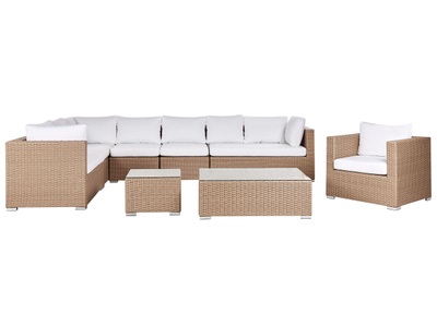 Beliani, Lounge Set aus PE Rattan Skandinavisch XXL Lounge Set aus PE Rattan Skandinavisch XXL, Beliani - Lounge Set aus PE Rattan Skandinavisch XXL, One Size, Schneeweiss