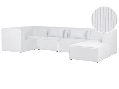 Beliani, Sofa mit Ottomane aus Cord Modern LEMVIG Sofa mit Ottomane aus Cord Modern LEMVIG, Beliani - Sofa mit Ottomane aus Cord Modern LEMVIG, One Size, Schneeweiss