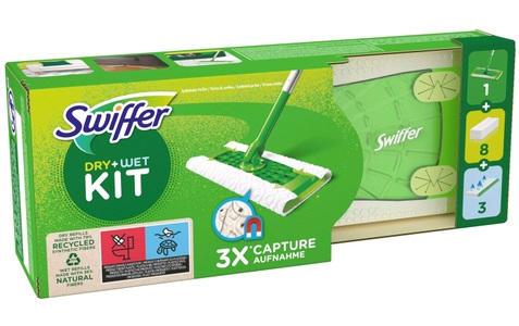 Swiffer, Swiffer Bodenstab Starterset, 970706, (8 Tücher + 3 Wet Wischtücher), Swiffer Systemstarter Bodenstab + 8 Trockentücher + 3 Wet Wischtücher (1 Stk)