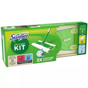 Swiffer, Swiffer Bodenstab Starterset, 970706, (8 Tücher + 3 Wet Wischtücher), Swiffer Systemstarter Bodenstab + 8 Trockentücher + 3 Wet Wischtücher (1 Stk)