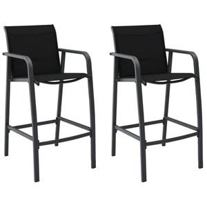 vidaXL, vidaXL Garten-Barstühle 2 Stk. Schwarz Textilene, vidaXL Garten-Barstühle 2 Stk. Schwarz Textilene