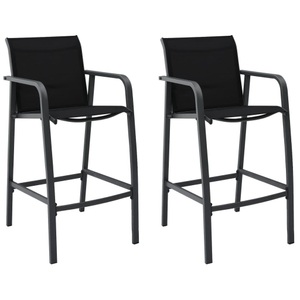 vidaXL, vidaXL Garten-Barstühle 2 Stk. Schwarz Textilene