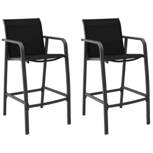vidaXL, vidaXL Garten-Barstühle 2 Stk. Schwarz Textilene, vidaXL Garten-Barstühle 2 Stk. Schwarz Textilene