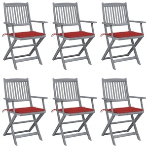 vidaXL, vidaXL Klappbare Gartenstühle 6 Stk. mit Sitzkissen Massivholz Akazie, vidaXL Klappbare Gartenstühle 6 Stk. mit Sitzkissen Massivholz Akazie
