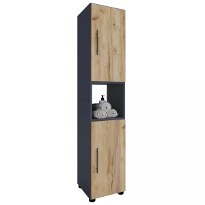VCM, Holz Badmöbel Stand Badregal Badezimmer Badschrank Hochschrank Flandu Holz Badmöbel Stand Badregal Badezimmer Badschrank Hochschrank Flandu, VCM - Holz Badmöbel Stand Badregal Badezimmer Badschrank Hochschrank Flandu, 31cm, Schwarz Leicht