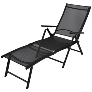 Diverse Hardware, Sonnenliege Klappbar Aluminium 178x63,5x96 cm Schwarz