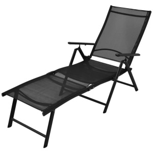 Diverse Hardware, Sonnenliege Klappbar Aluminium 178x63,5x96 cm Schwarz