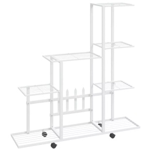 vidaXL, vidaXL Blumenständer auf Rollen 94,5x25x92,5 cm Weiß Metall