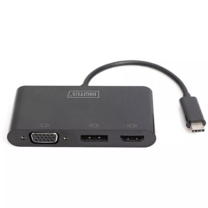 Digitus, Digitus USB-C Adapter [1x USB-C™ Stecker - 1x DisplayPort Buchse, VGA-Buchse, HDMI-Buchse] DA-70859 HDMI-fähig, Ultra HD, USB Adapter, USB-C Stecker > VGA + HDMI + DisplayPort Buchse