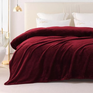 Alopini, Alopini - Kuscheldecke Superweiche und warme Fleecedecke für Sofa, Couch Bett mit Waffelmuster, kuschelige & gemütliche Decke, One Size, Rot