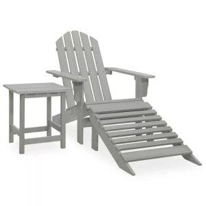 vidaXL, vidaXL Adirondack-Gartenstuhl mit Fußstütze & Tisch Tannenholz Grau, vidaXL Adirondack-Gartenstuhl mit Fußstütze & Tisch Tannenholz Grau