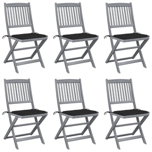 vidaXL, vidaXL Klappbare Gartenstühle 6 Stk. mit Sitzkissen Massivholz Akazie
