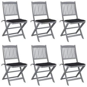 vidaXL, vidaXL Klappbare Gartenstühle 6 Stk. mit Sitzkissen Massivholz Akazie