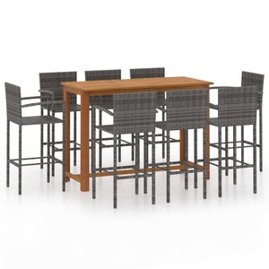 vidaXL, vidaXL 9-tlg. Gartenbar-Set Grau