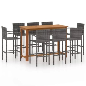 vidaXL, vidaXL 9-tlg. Gartenbar-Set Grau