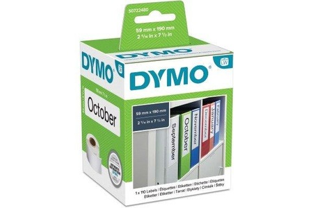 Dymo, DYMO Etiketten Rolle 99019 S0722480 59 x 190 mm Papier Weiß 110 St. Permanent Ordner-Etiketten, LabelWriter ORIGINAL Ordneretiketten breit 59x190mm, 1 Rolle mit 110 Etiketten