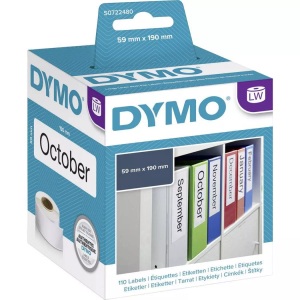 Dymo, DYMO Etiketten Rolle 99019 S0722480 59 x 190 mm Papier Weiß 110 St. Permanent Ordner-Etiketten, LabelWriter ORIGINAL Ordneretiketten breit 59x190mm, 1 Rolle mit 110 Etiketten
