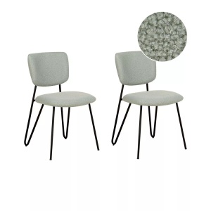 Beliani, Set mit 2 Stühlen aus Bouclé Modern NELKO Set mit 2 Stühlen aus Bouclé Modern NELKO, Beliani - Esszimmerstuhl 2er Set aus Bouclé Modern NELKO, One Size, Grün Bedruckt